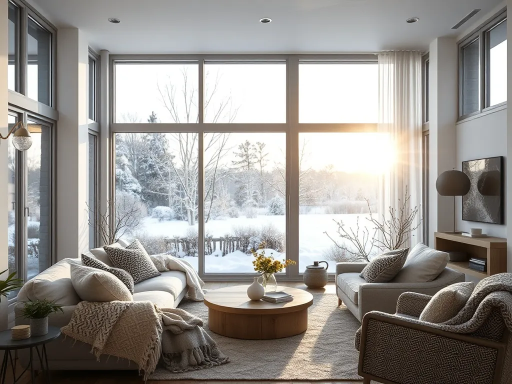 Dempet snølys og varm belysning i rom