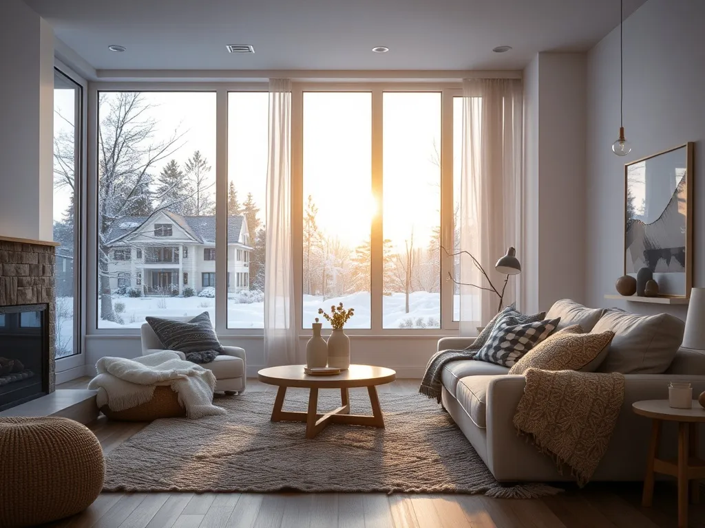 Vinterlys og stearinlys i interiør